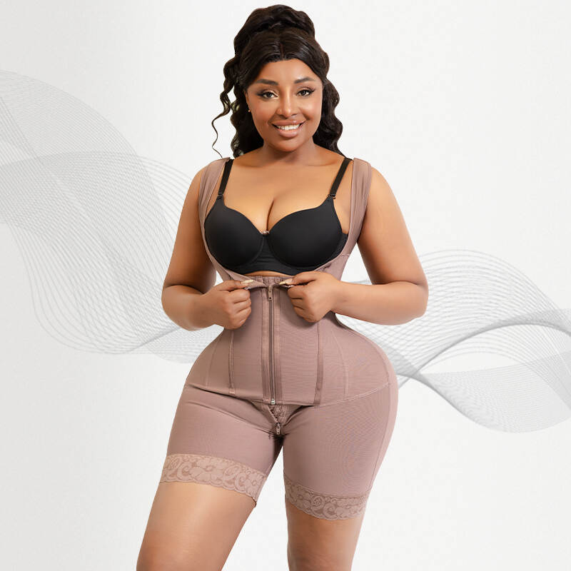 Brown Medical Grade Faja Compression 2 IN 1 Shapewear for Post-Op Recovery
