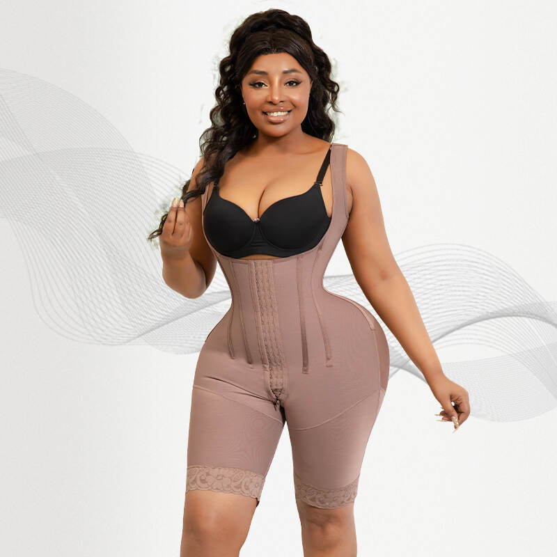 Customizable Brown Lipo Faja with 9 PCS Steel Bones