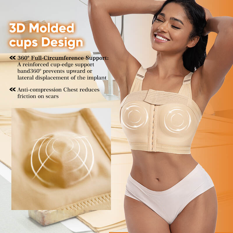 Post-op breast augmentation bra;Medical-grade post-surgical shapewear;Velcro adjustable compression bra