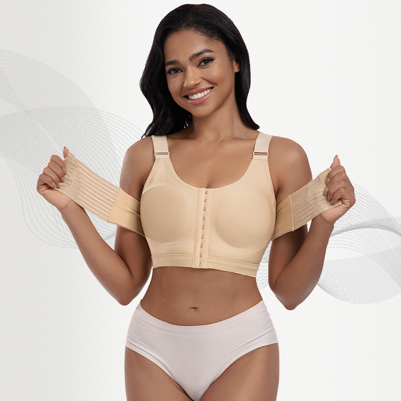 Post-op breast augmentation bra;Medical-grade post-surgical shapewear;Velcro adjustable compression bra