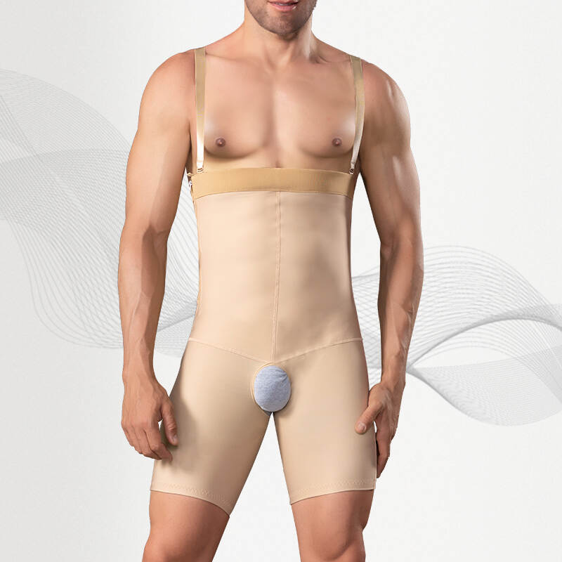 Men's Liposuction Recovery Bodysuit - Post-Surgery Compression Garment with Back Support