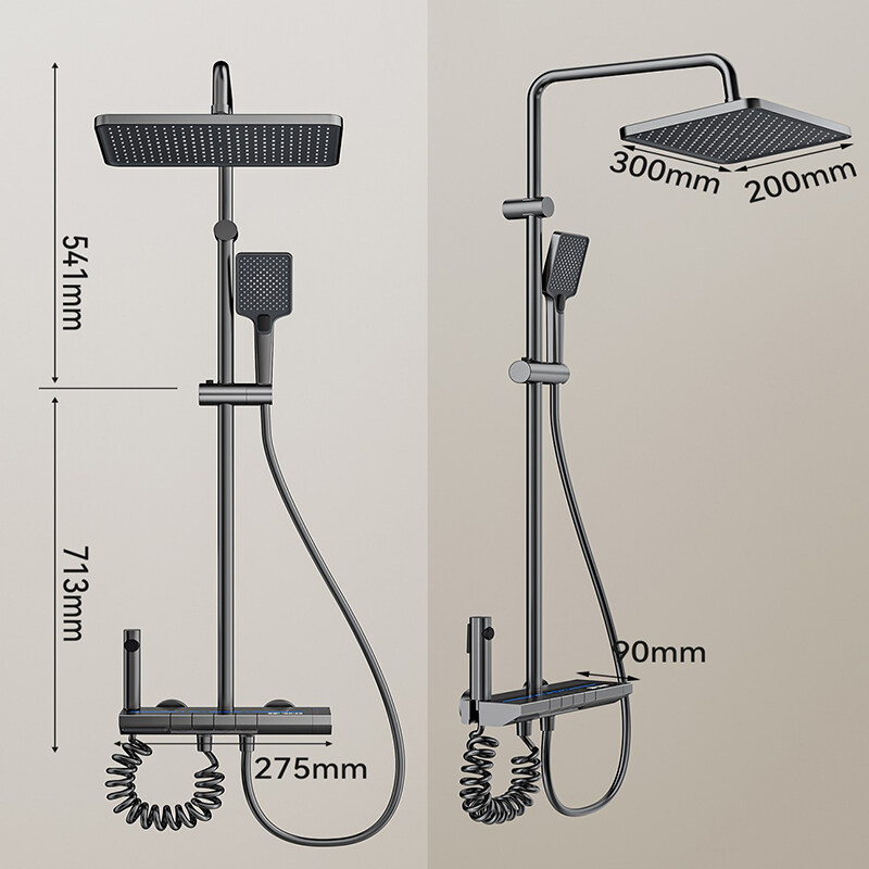 4 function piano key shower set factory, led digital shower set company, display shower set company