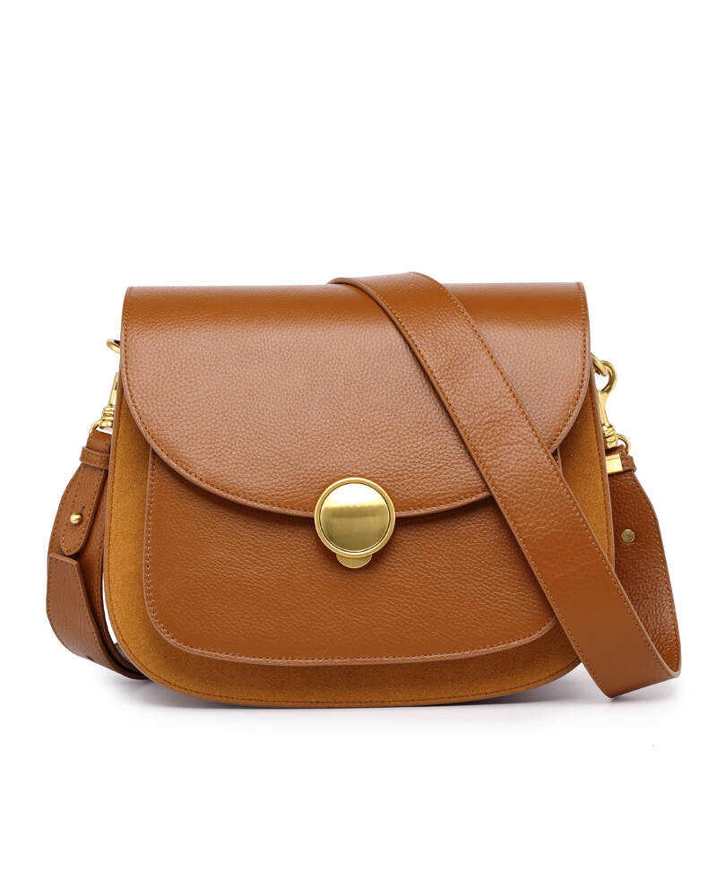 Women's Head Leather Camera Bag  Lining with Compartment Crossbody Bag