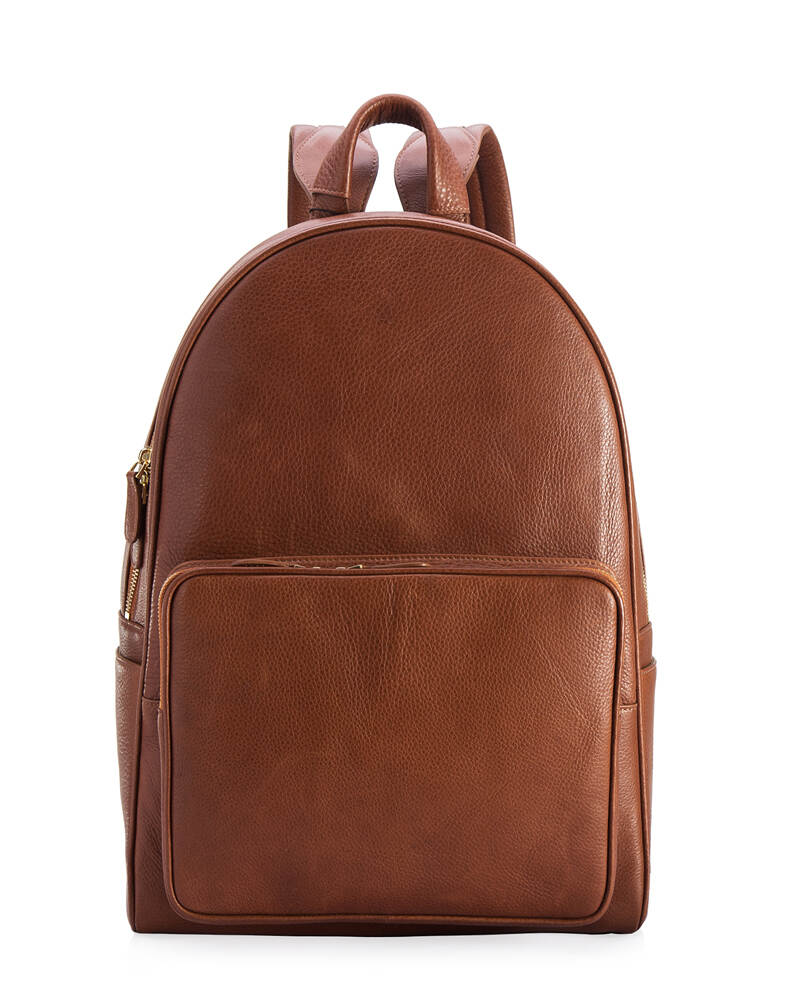 High Quality Vintage Style Brown  Leather Backpack Bag Men's Genuine Leather Laptop Backpack Zipper Closure Travel