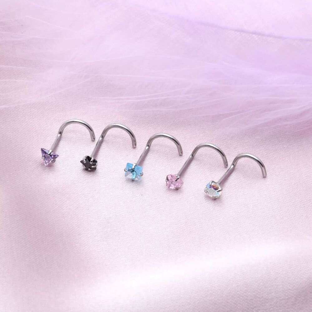 color diamond nose pin