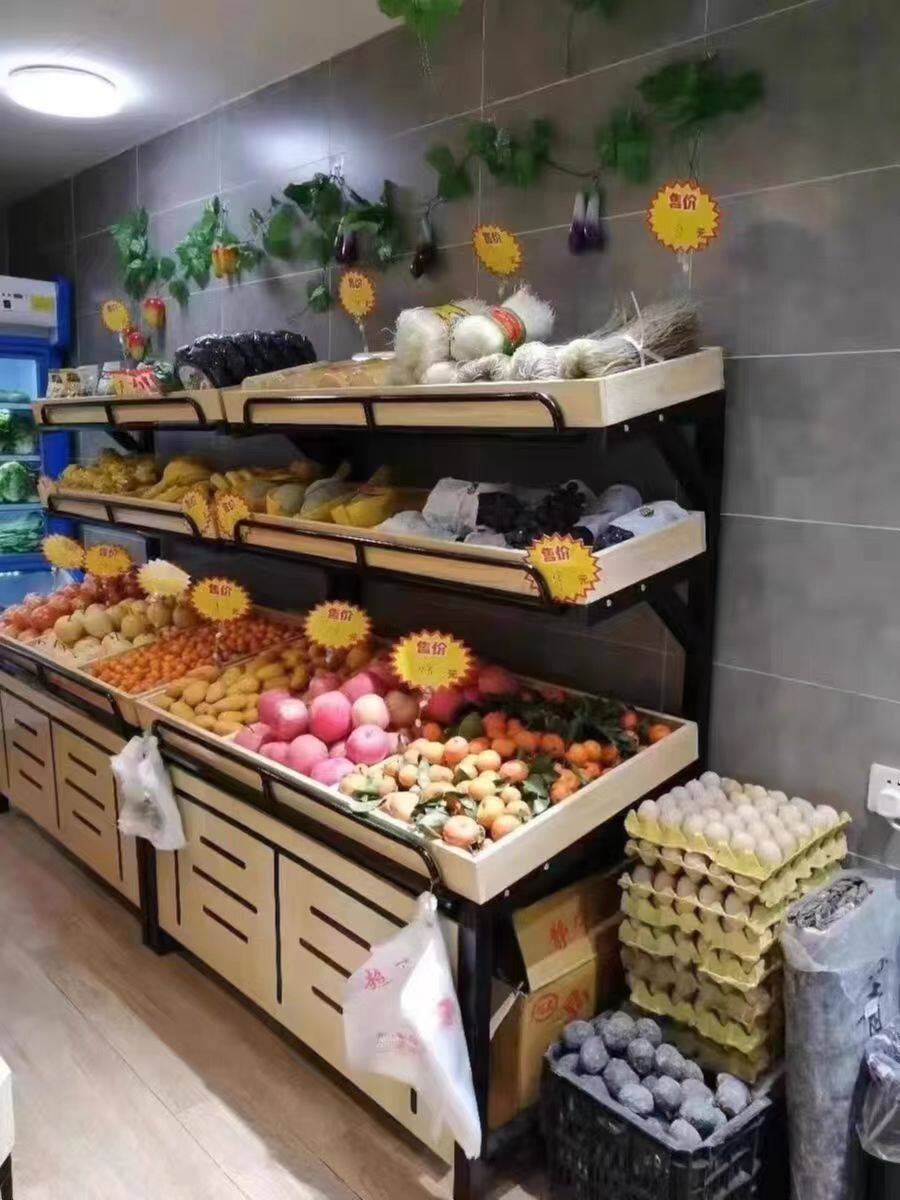 Supermarket Fruit And Vegetable Shelf Display Rack