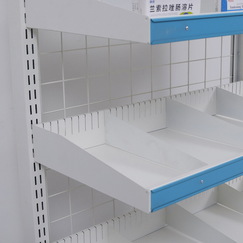 metal pharmacy shelf, white pharmacy shelves