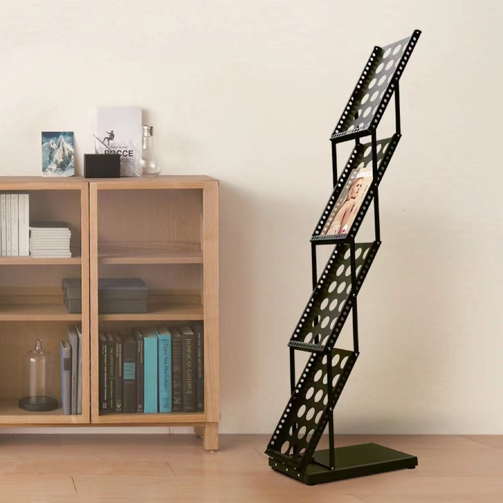 Nordic Folding Bookshelf Landing Magazine Shelf Creative Art Small Bookcase Storage Shelf