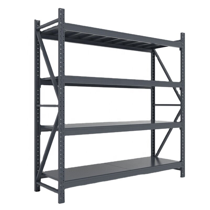 Custom Heavy Duty Shelving 300 Kg layer Garage Black 4 Tier Warehouse Storage Metal Stacking Shelf Rack