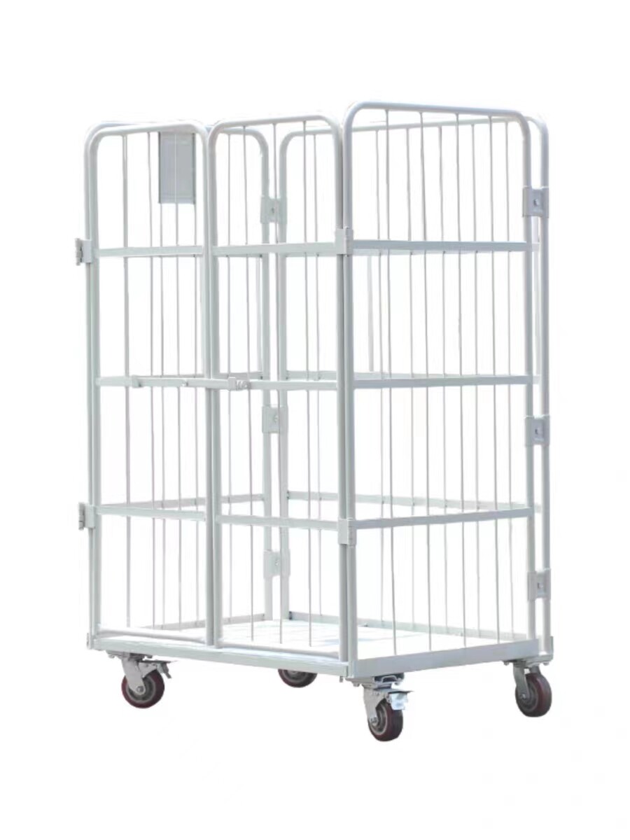 Custom Warehouse Foldable logistics Roll Container Storage Roll Cage Cart Trolley A-shaped bottom frame logistic turnover car