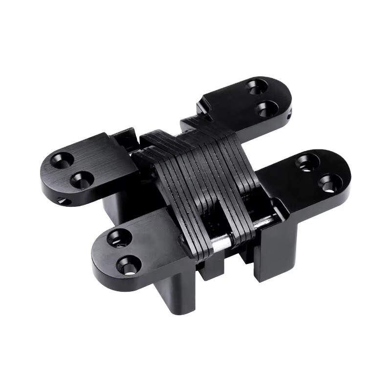 High Quality Black Metal Cross Concealed Hinge 180 Degree Invisible for Kitchen Living Room Bedroom Dining Home Office Use