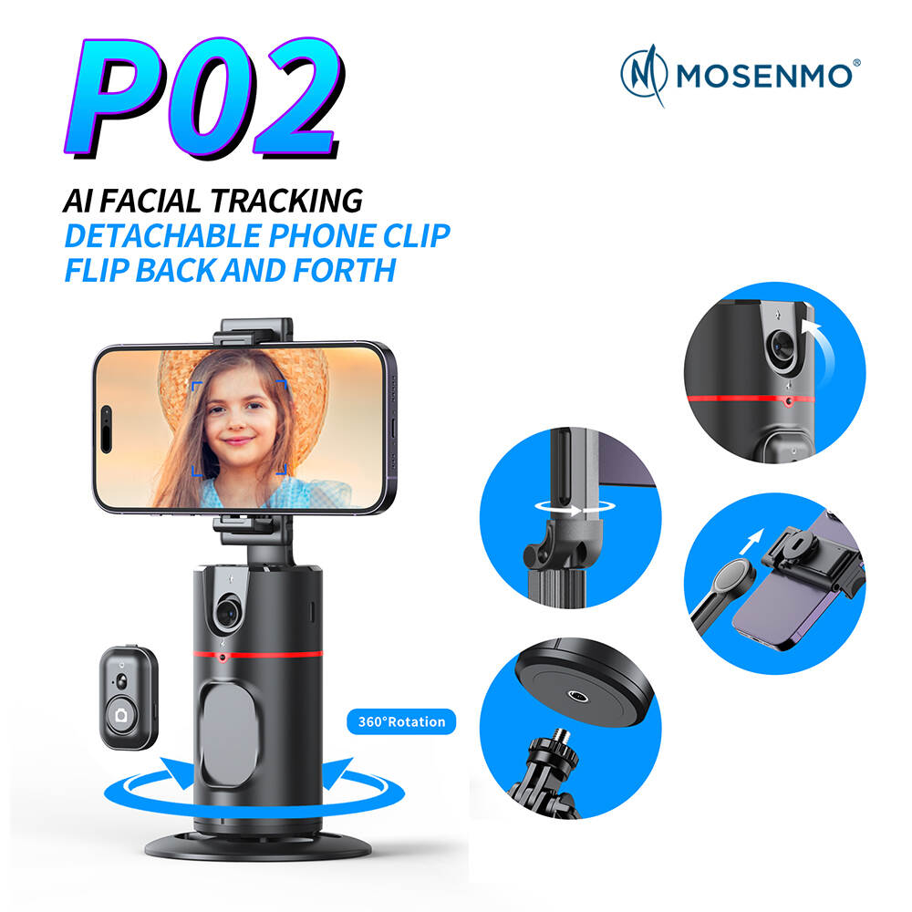 MOSENMO P02 AI Face Tracking Gimbal with Detachable Phone Mount