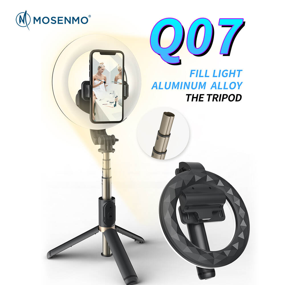 MOSENMO Q07 Aluminum Alloy Tripod with Ring Fill Light