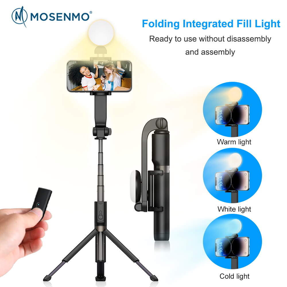 MOSENMO Extended Desk Tripod with Live Stream Fill Light