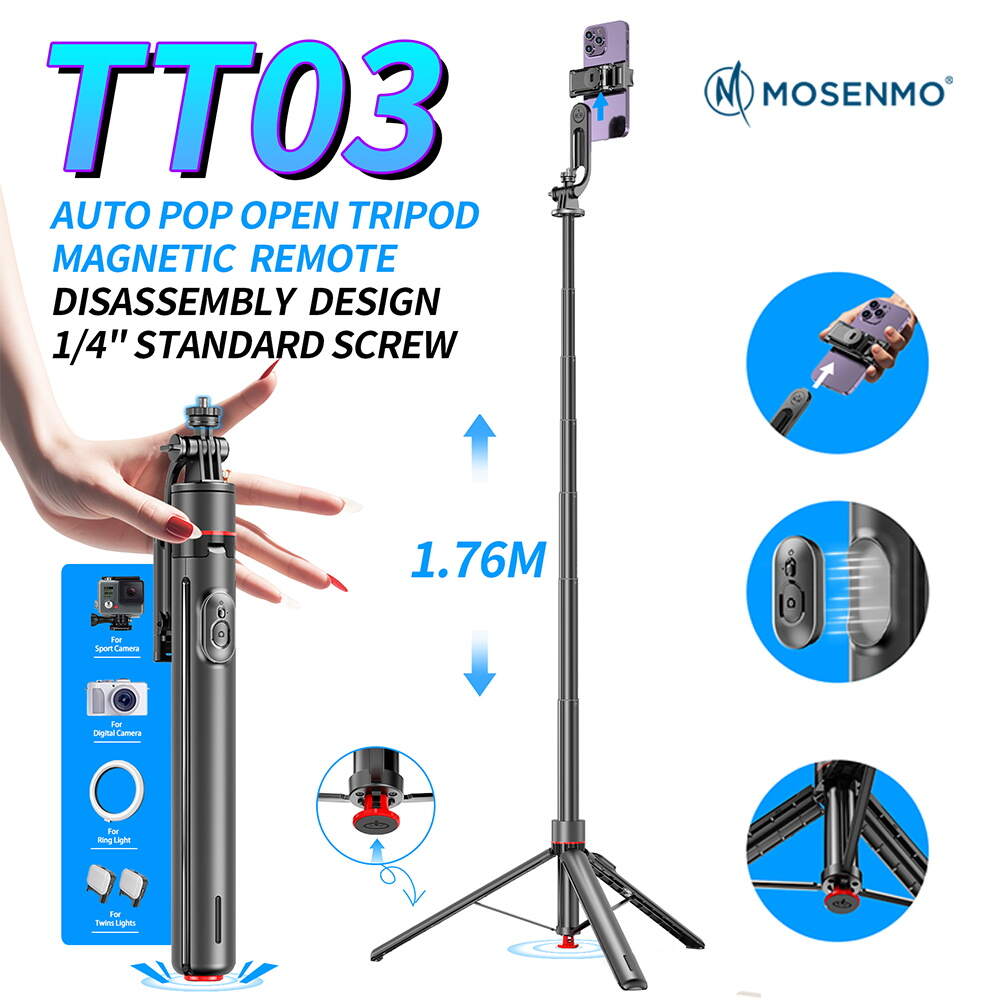 MOSENMO TT02 1.76m Auto Pop Open Tripod with 1/4" Interface Mount