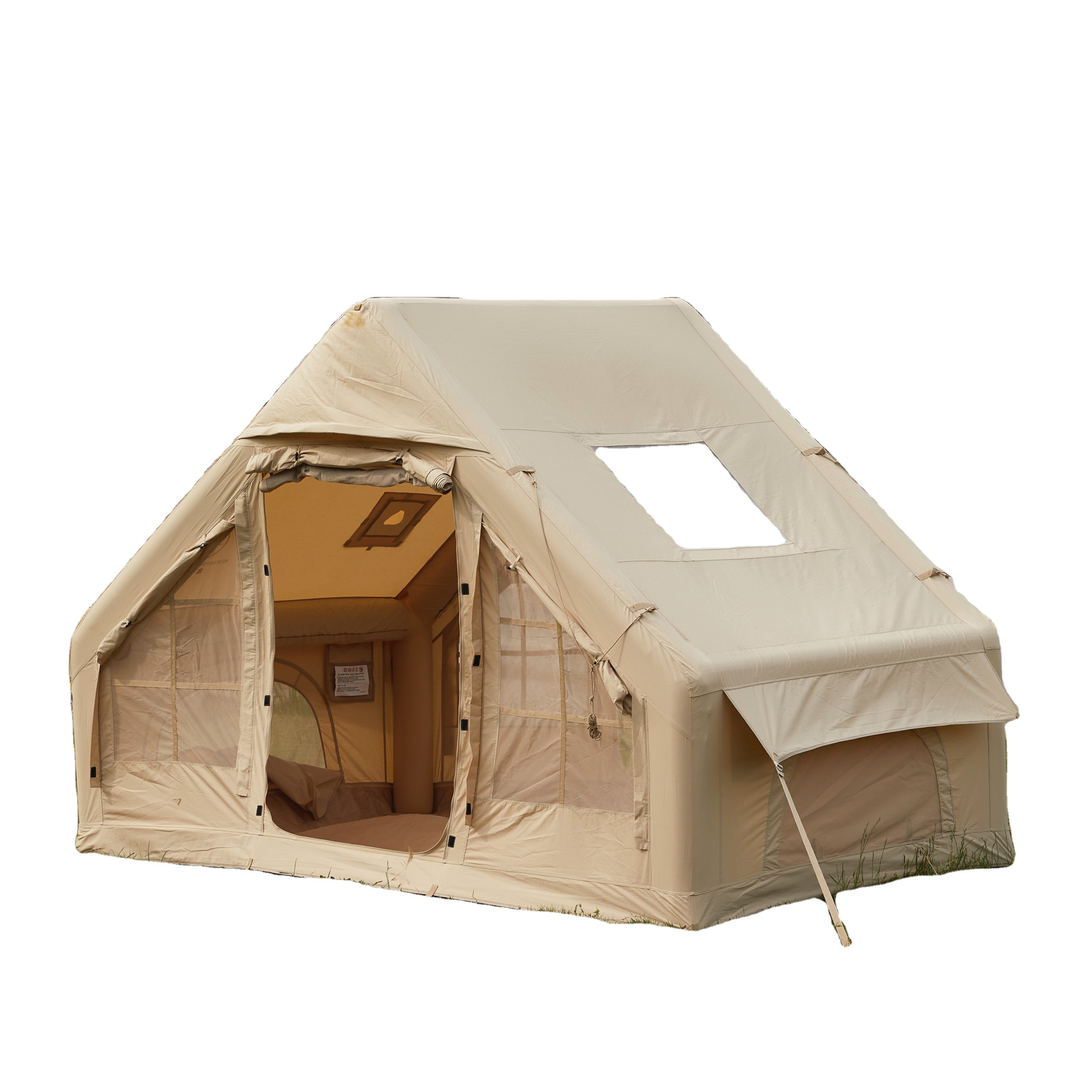 6m² lightweight khaki double U-door inflatable tent