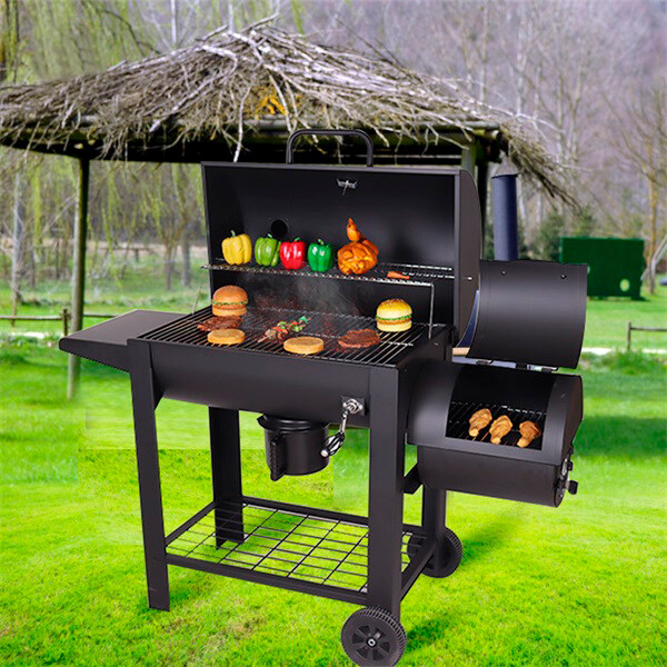 trolley charcoal BBQ, wood pellet fired smoker grills