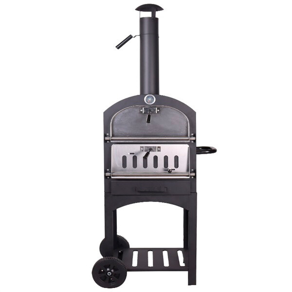 Outdoor Charcoal Woodfire Wood Fired Pizza Oven with Big Round Table Top Stovetop KY2526