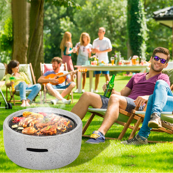 round fire pit with BBQ grill, square fire pit with BBQ grill