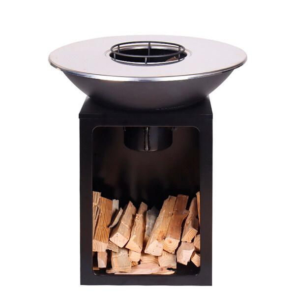 Freestanding Outdoor Wood Fired Table Pit With BBQ Grill