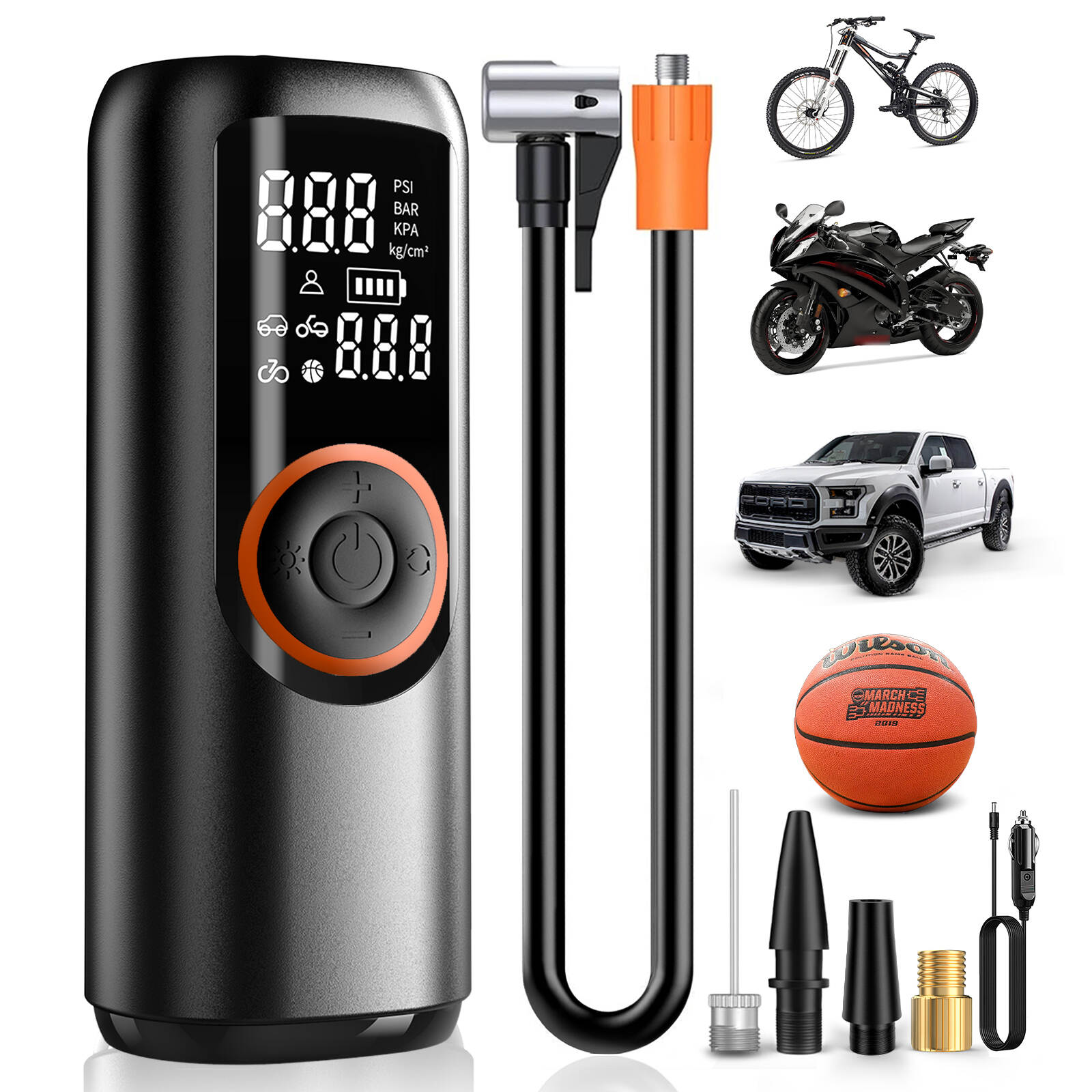 20 cylinders Portable Mini Digital Automatic Rechargeable Bicycle Motorcycle Air Pump Tire Inflator Car Pump