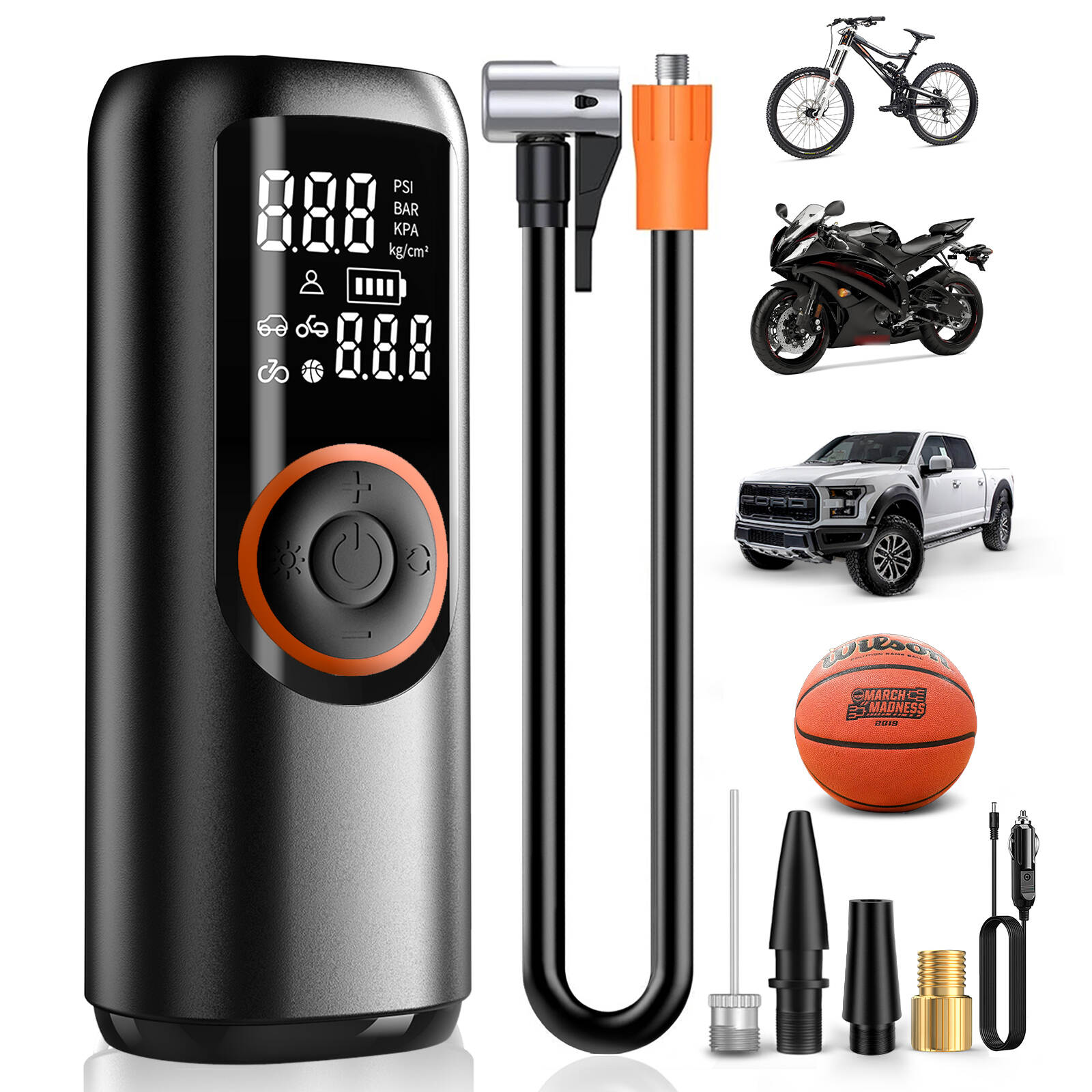 Weiker GTR-1920   Tire Inflation/Air Pump For Cars, Moto Bikes And Bicycles Tires Air Compressor