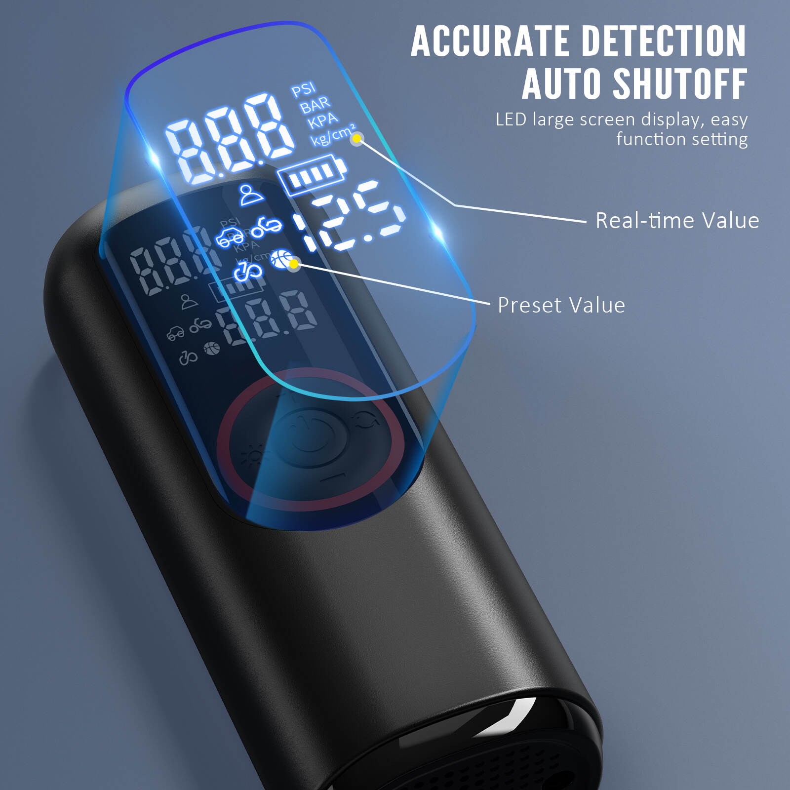 Tire pump,tire inflator ,portable tire pump,portable car pump .High-pressure tire inflator 150 PSI，Tire pump with digital pressure gauge