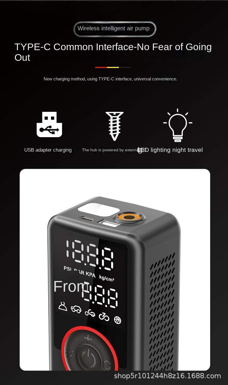 Tire pump,tire inflator ,portable tire pump,portable car pump .High-pressure tire inflator 150 PSI，Tire pump with digital pressure gauge