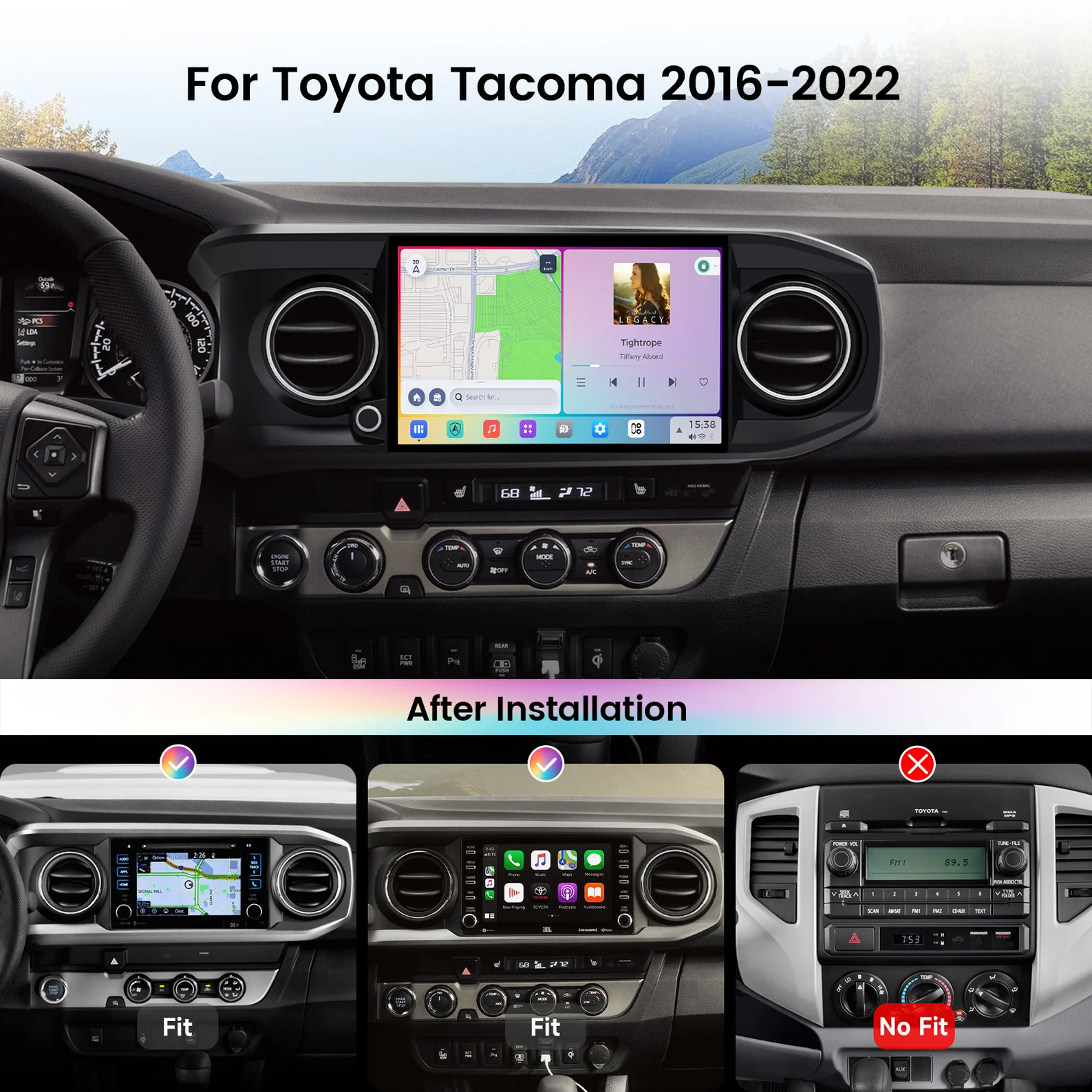 Dasaita Android Car Stereo；Toyota Tacoma Head Unit； Touchscreen GPS Navigation； Apple CarPlay Stereo； Android Auto Radio； Tacoma Multimedia System； Bluetooth Car Radio； OEM-Style Android Head Unit； Backup Camera Ready； Custom Car Audio Upgrade； Tacoma Infotainment System; Dasaita entertainment system
