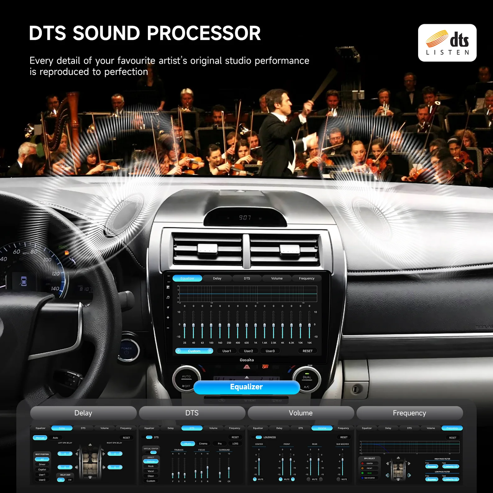 Toyota Camry 2012-2014 Car Stereo；Apple CarPlay Android Auto Head Unit；7th Gen Camry Aftermarket Radio；Wireless CarPlay Toyota Camry；Double DIN Car Stereo for Camry；Head Unit for 2012-2014 Camry；Dasaita Android Auto Car Radio