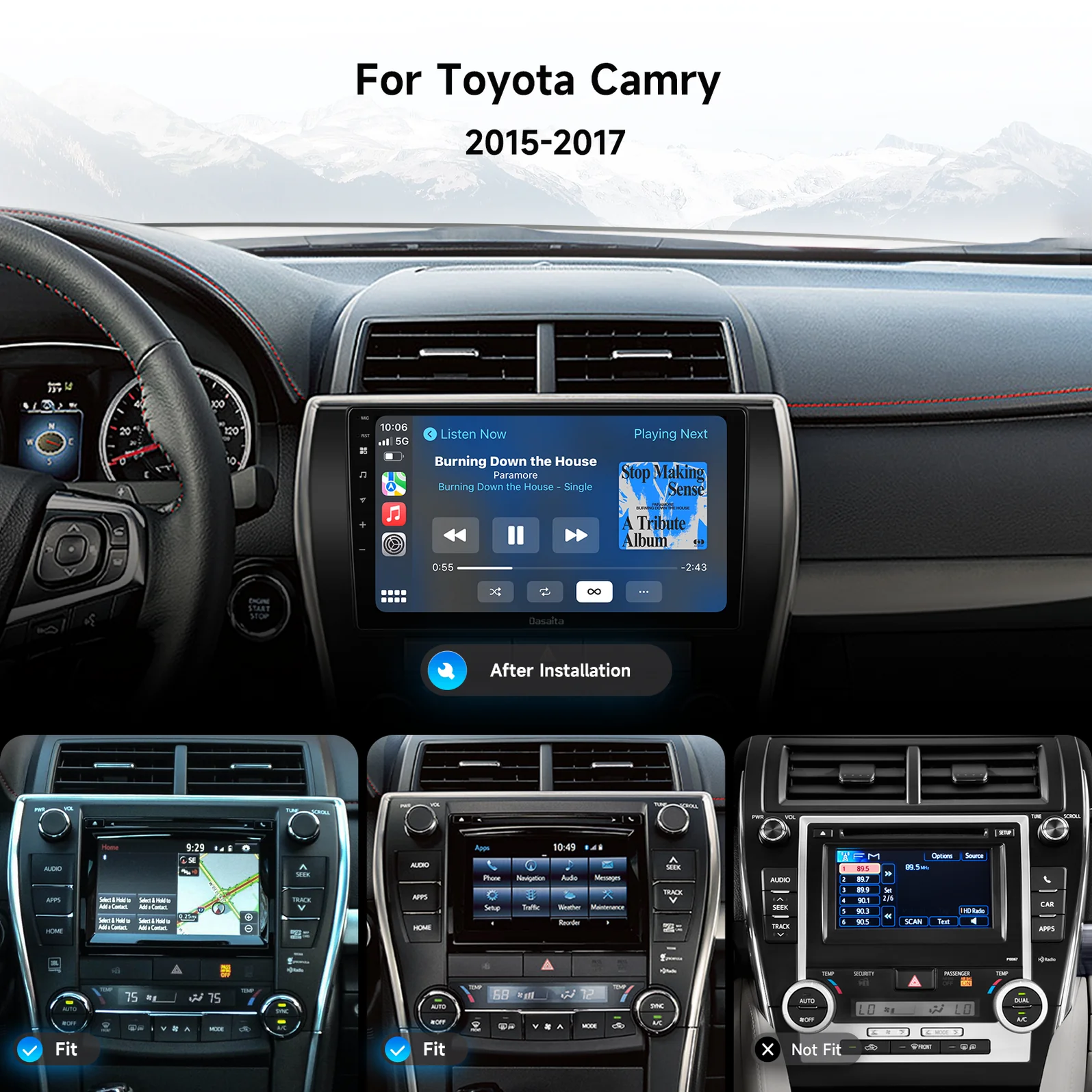 Android Car Stereo for Toyota Camry 2015-2017；Dasaita Head Unit Wireless CarPlay；9