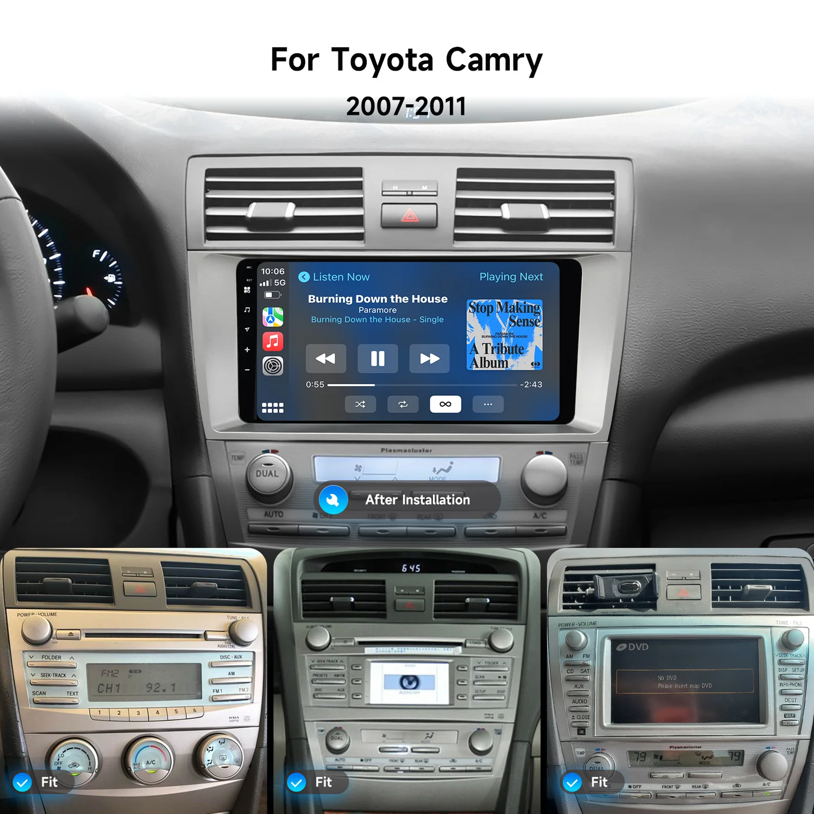 Android Car Stereo for Toyota Camry 2007-2011；Dasaita Head Unit Wireless CarPlay 6th Gen Camry；7