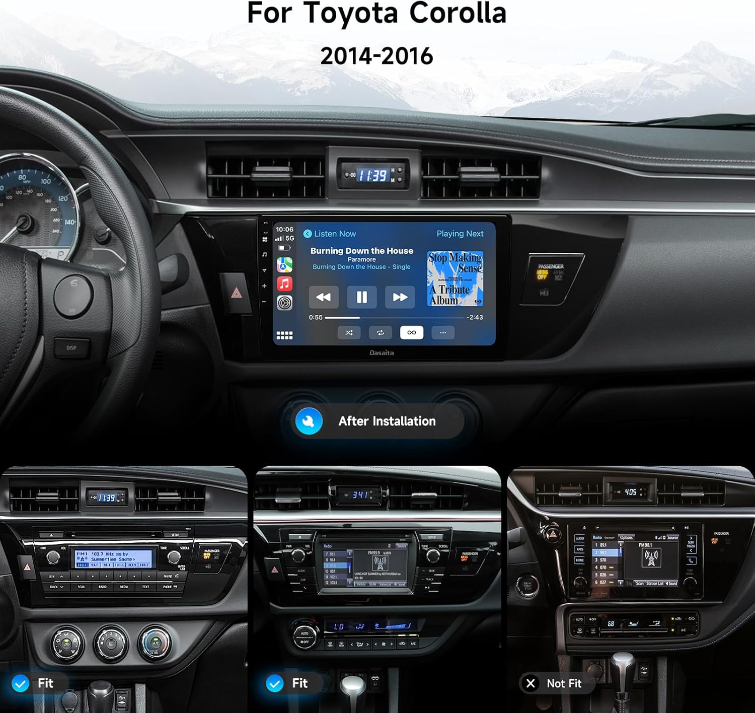 Android Car Stereo for Toyota Corolla 2014-2016；Toyota Corolla Reversing Camera Head Unit；Corolla GPS Head Unit with DVD Player；Dasaita Android Car Stereo Toyota Corolla 2014-2016；Dasaita Wireless CarPlay Car Radio；Toyota Corolla 2016 Infotainment Upgrade；OEM Android Radio for Corolla