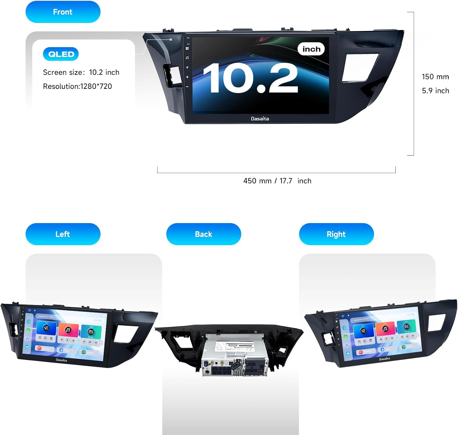 Android Car Stereo for Toyota Corolla 2014-2016；Toyota Corolla Reversing Camera Head Unit；Corolla GPS Head Unit with DVD Player；Dasaita Android Car Stereo Toyota Corolla 2014-2016；Dasaita Wireless CarPlay Car Radio；Toyota Corolla 2016 Infotainment Upgrade；OEM Android Radio for Corolla