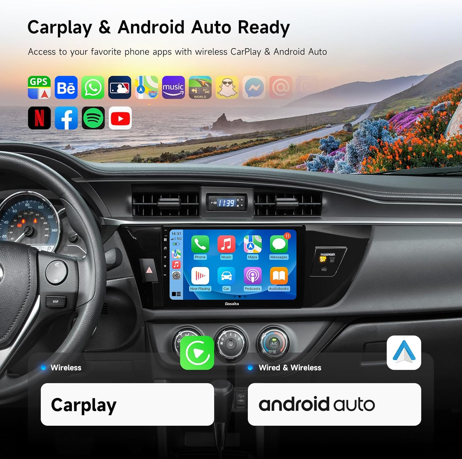 Android Car Stereo for Toyota Corolla 2014-2016；Toyota Corolla Reversing Camera Head Unit；Corolla GPS Head Unit with DVD Player；Dasaita Android Car Stereo Toyota Corolla 2014-2016；Dasaita Wireless CarPlay Car Radio；Toyota Corolla 2016 Infotainment Upgrade；OEM Android Radio for Corolla