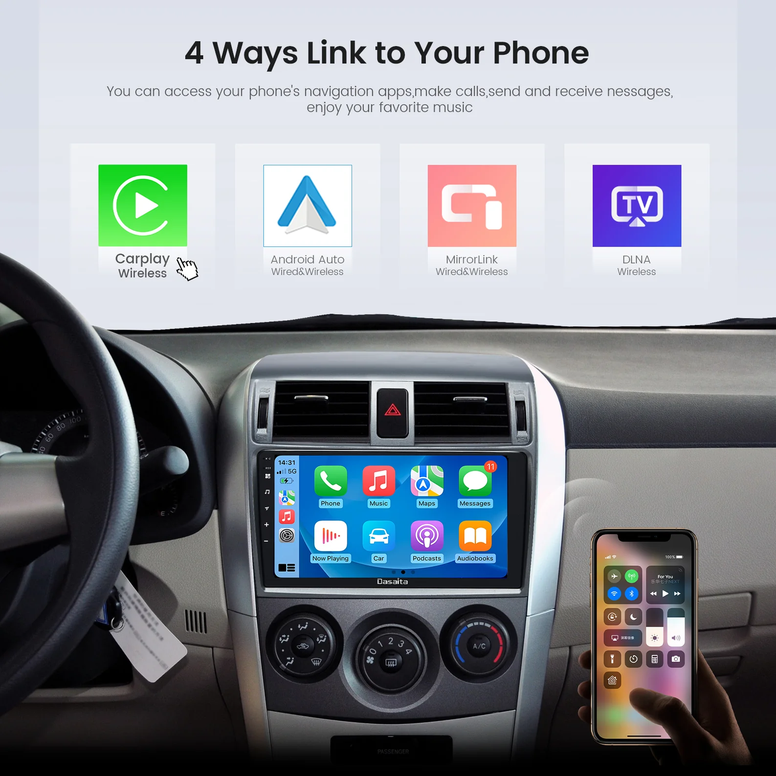Android 12 car radio for Toyota Corolla Auris 2007-2013； 64GB multimedia head unit, wireless CarPlay stereo； Android Auto GPS navigation； double-DIN car DVD player； reversing aid for Corolla Auris； plug-and-play car stereo upgrade； HD touchscreen car stereo；Multimedia Navigation System with Reversing Aid；