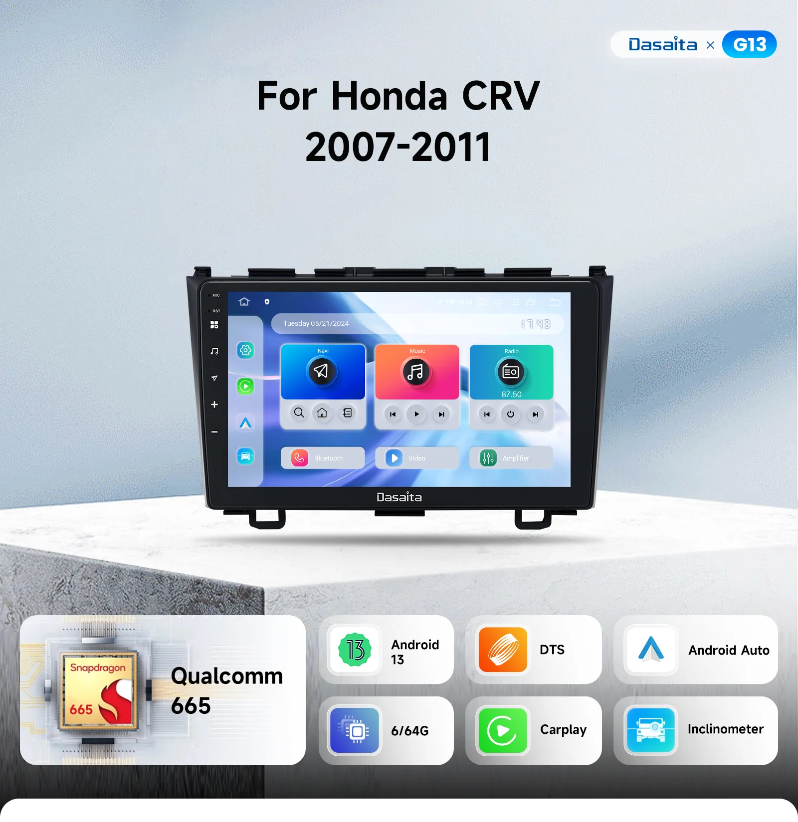 Dasaita Honda CR-V 2007-2011 Head Unit, Android Car Stereo Wireless CarPlay, 9” Touchscreen GPS Navigation, DSP Car Radio for CR-V, Plug-and-Play Android Auto, Honda CR-V DVD Multimedia Player,Honda CRV 3rd gen multimedia upgrade,2007-2011 Honda CRV radio replacement,Honda CRV single/dual screen head unit,Honda CRV factory steering control compatible,Dasaita Android car stereo,Honda CRV 2007-2011 head unit,Wireless CarPlay Honda CRV,Android Auto Honda CRV,Honda CRV 8th gen multimedia upgrade,2007-2011 Honda CRV radio replacement,DSP audio Honda CRV,QLED display car stereo,GPS navigation Honda CRV