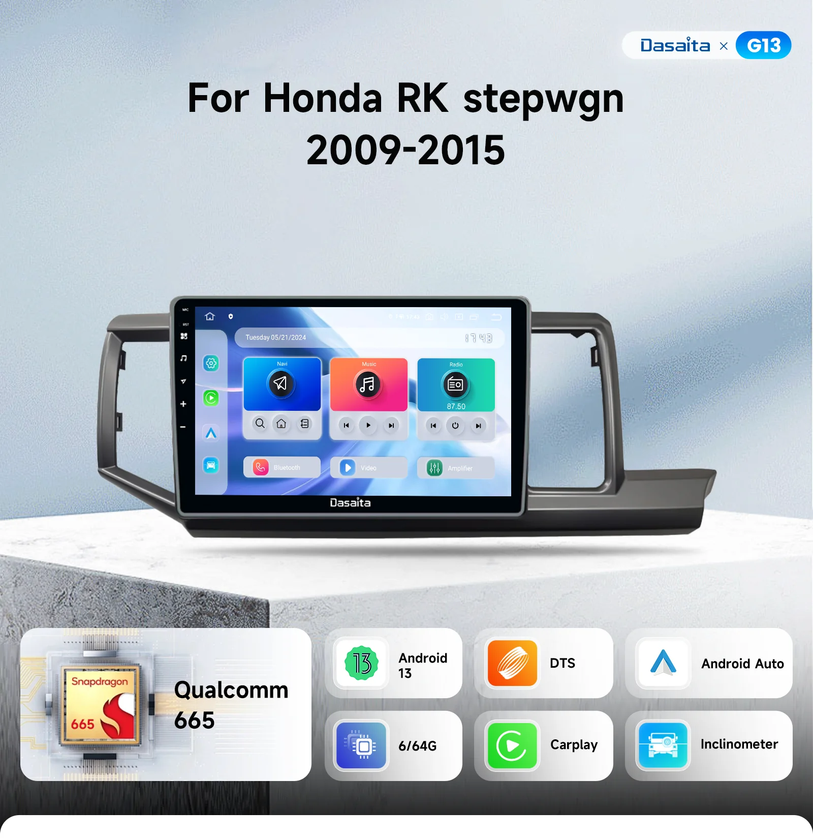 Dasaita Honda Stepwgn RK head unit,Wireless CarPlay for Stepwgn 2009-2015,Android car stereo for Stepwgn RK,Stepwgn RK multimedia system upgrade,Dasaita 9