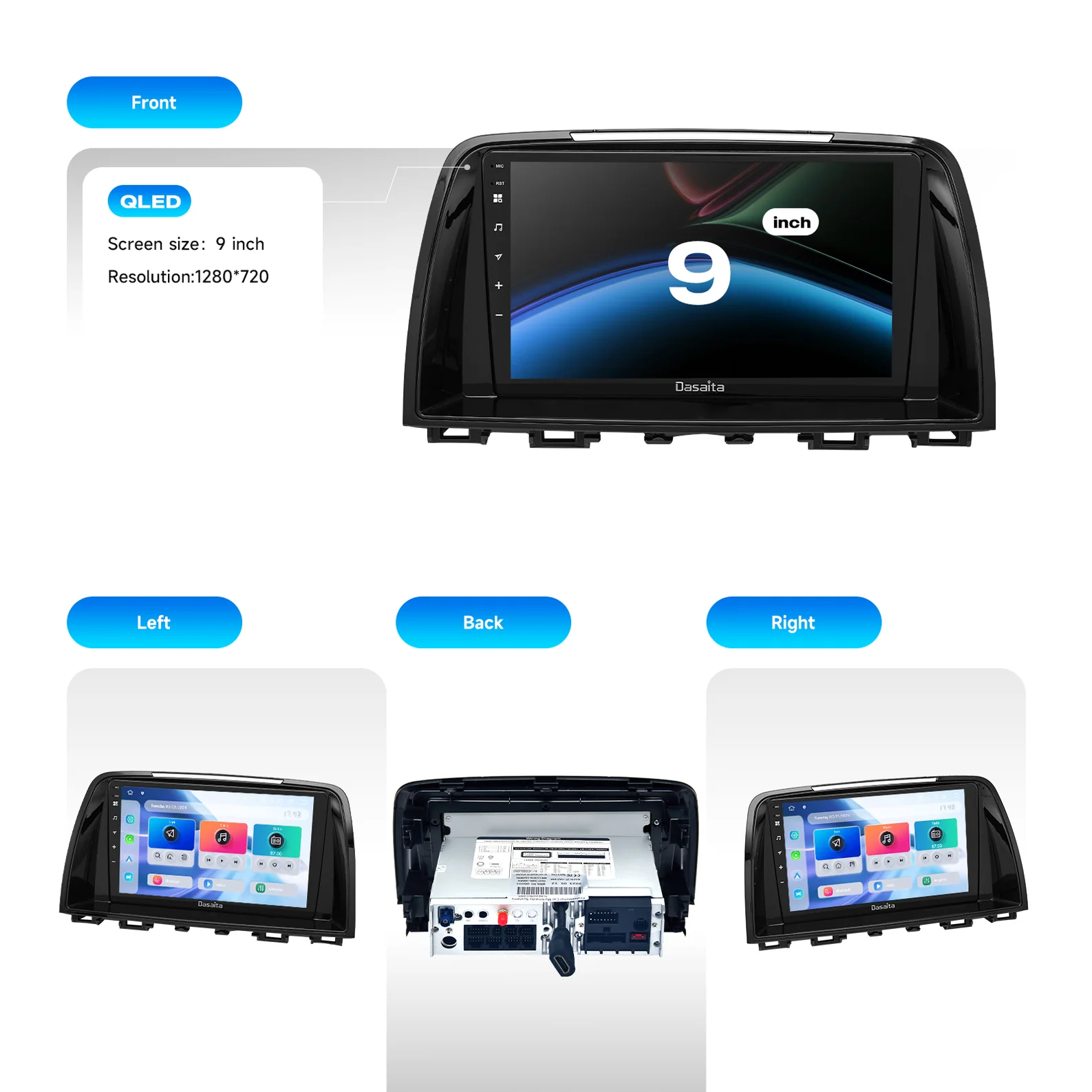 Dasaita Mazda 6 2013-2015 Android Car Stereo,Mazda Atenza 3rd Gen Touchscreen Navigation,Dasaita Android 10 Head Unit for Mazda 6,Mazda 6 2014 CarPlay Android Auto Upgrade,Dasaita 9