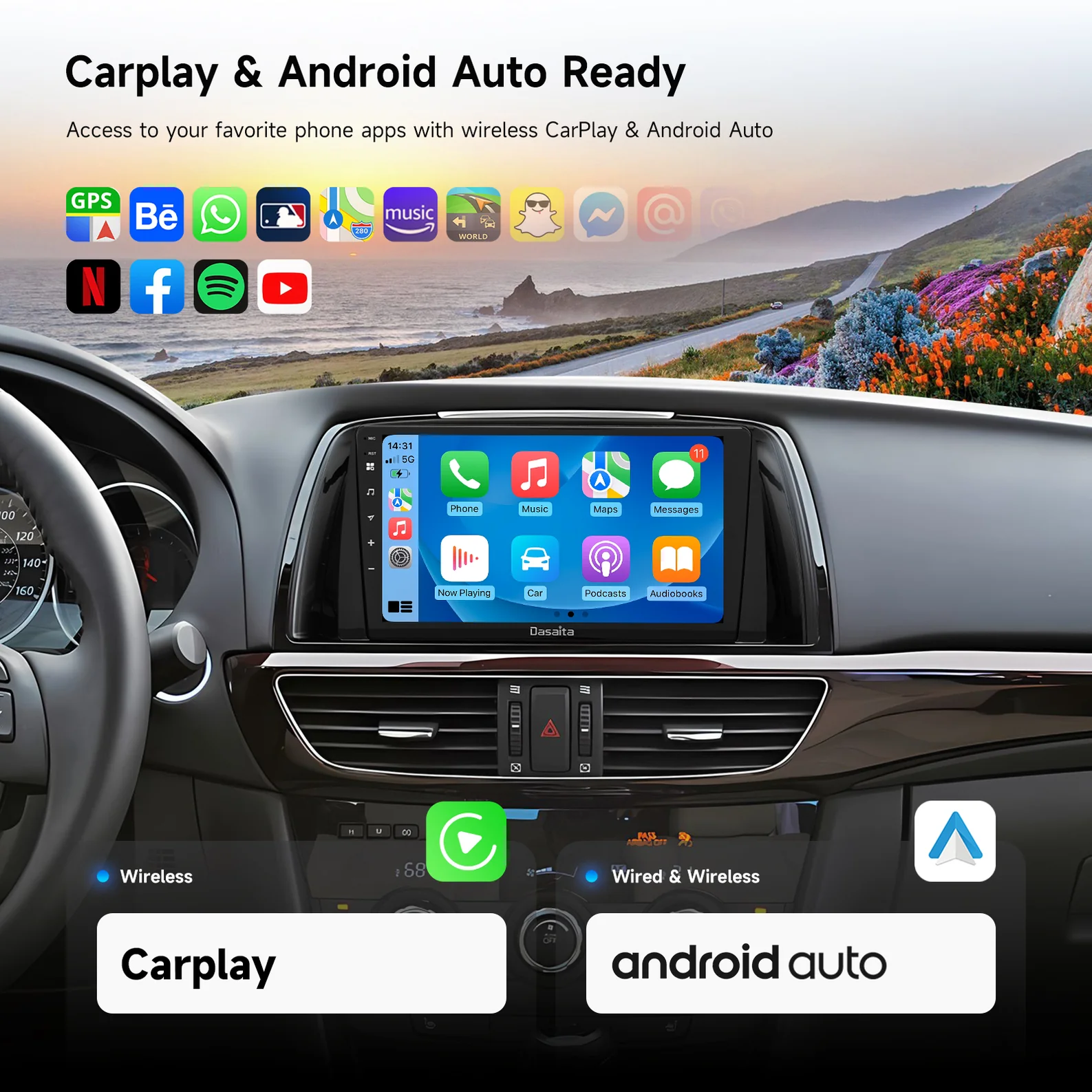 Dasaita Mazda 6 2013-2015 Android Car Stereo,Mazda Atenza 3rd Gen Touchscreen Navigation,Dasaita Android 10 Head Unit for Mazda 6,Mazda 6 2014 CarPlay Android Auto Upgrade,Dasaita 9