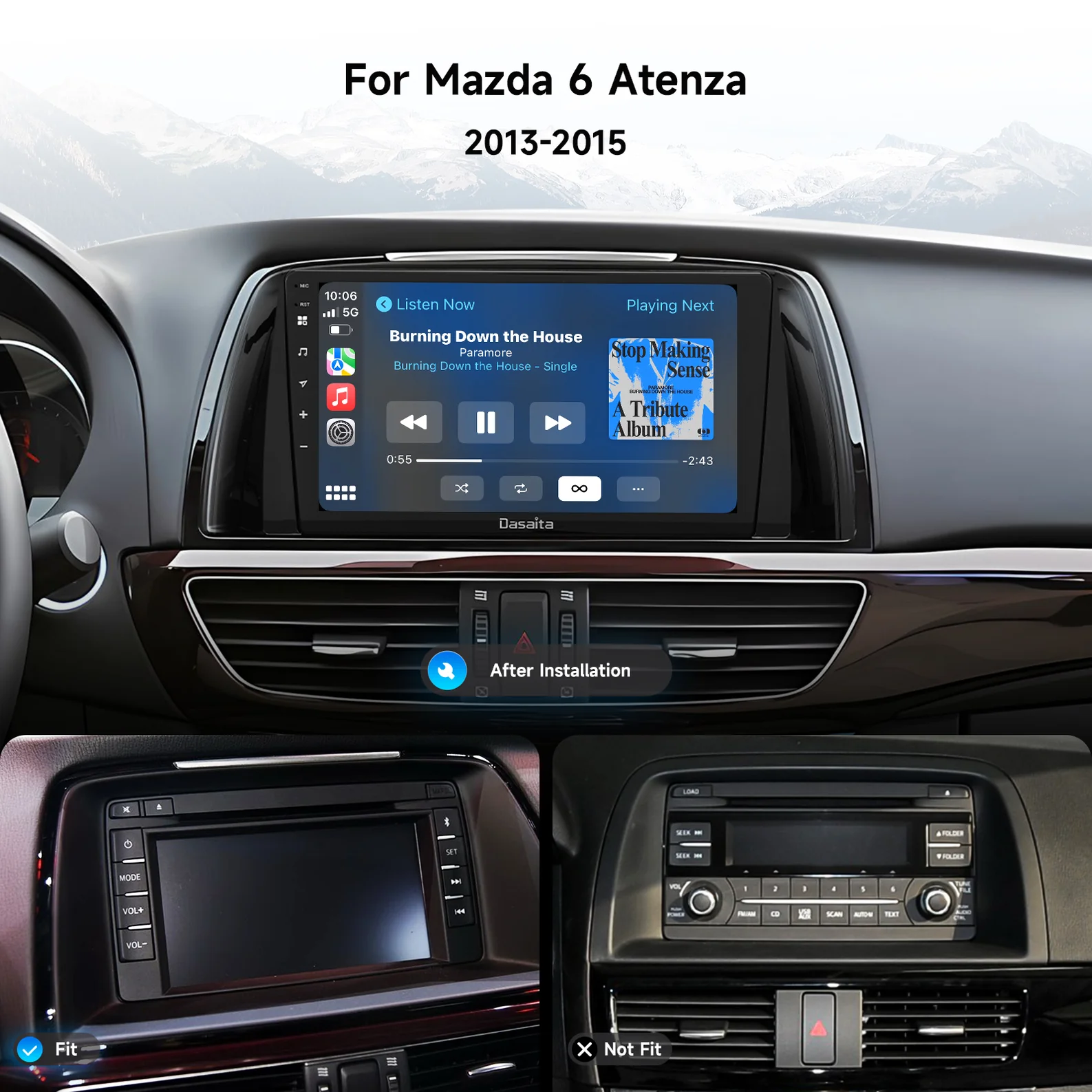 Dasaita Mazda 6 2013-2015 Android Car Stereo,Mazda Atenza 3rd Gen Touchscreen Navigation,Dasaita Android 10 Head Unit for Mazda 6,Mazda 6 2014 CarPlay Android Auto Upgrade,Dasaita 9
