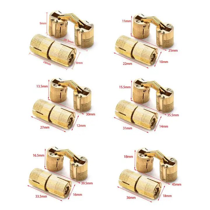 New Design Furniture Hardware Fitting Brass Barrel Hinge Small Box Hidden Hinge