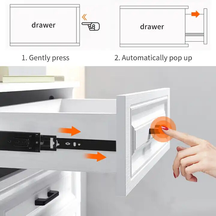 soft close drawer slide,45mm drawer slides,push to open drawer slides