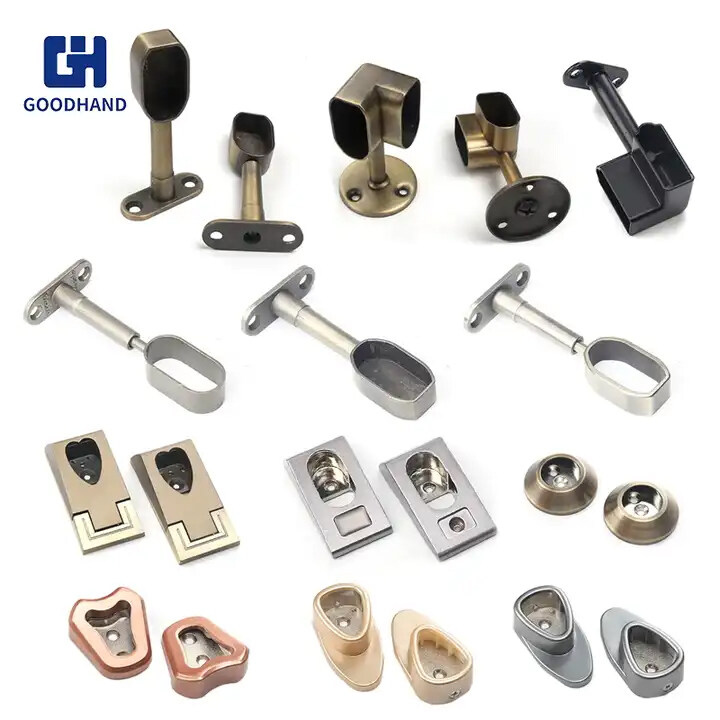 E03 heart shape rail tube fitting flange base Zinc Alloy High Quality Tube Holder Bracket Support for wardrobe