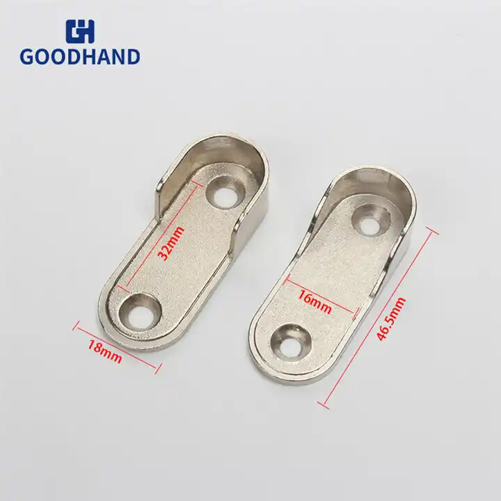 Furniture Hanging rod brackets wardrobe rail support bracket Alloy Steel Wardrobe Tube Closet Rod with End Supports