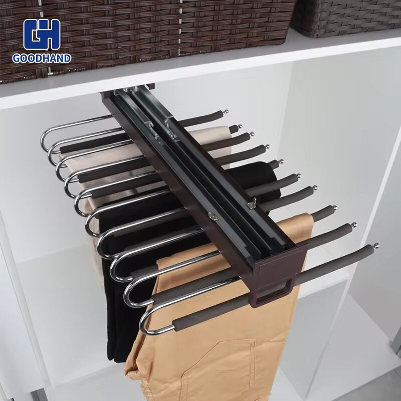 pull out wardrobe trouser rack,Soft Close Pants Trousers Rack,Pull Out Trouser Rack