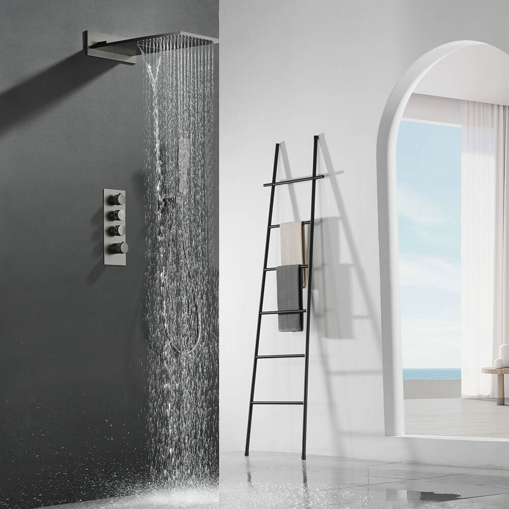 wall mount gun metal grey concealed shower rainfall shower kit brass prysznic shower sets for bathroom