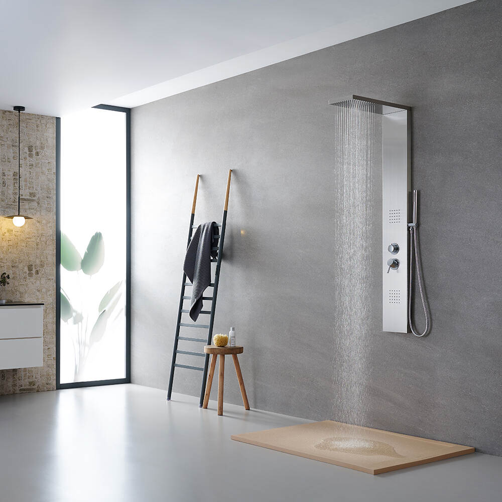 Hot selling bathroom stainless steel multifunction rainfall wall mounted brushed nickel shower column