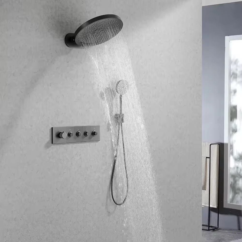 Bathroom wall-mounted concealed installation hot cold water mixer rainfall shower set