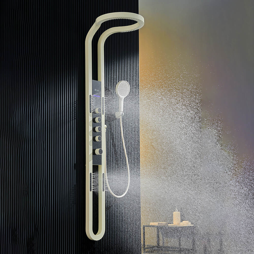 Hot Selling Matte White Smart Shower Panel Stainless Steel Sprinkler Massage Waterfall Bathroom Set